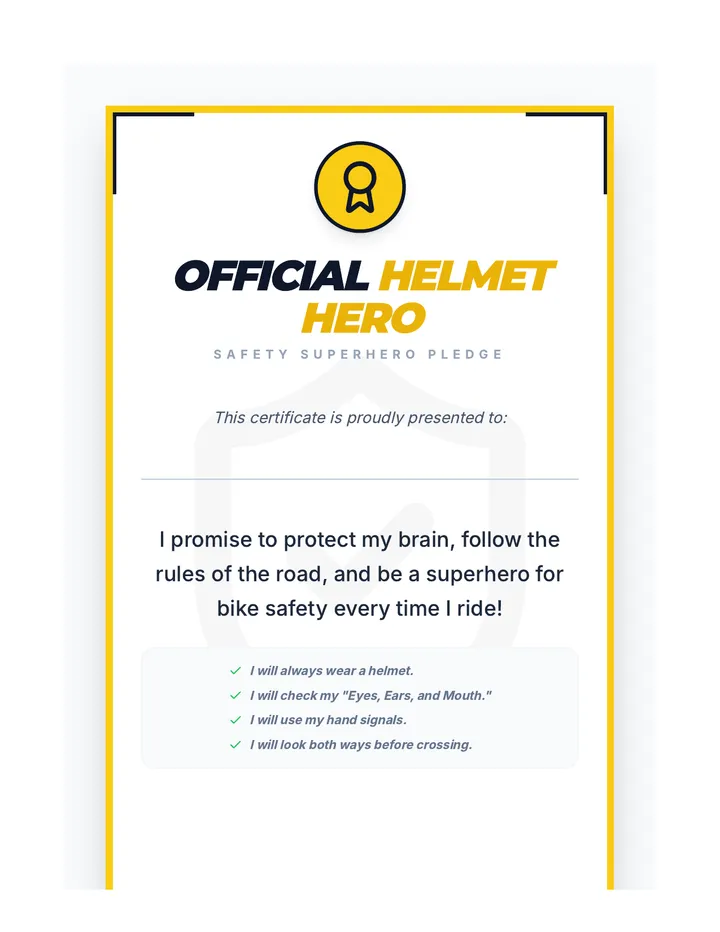 Helmet Hero Pledge Handout