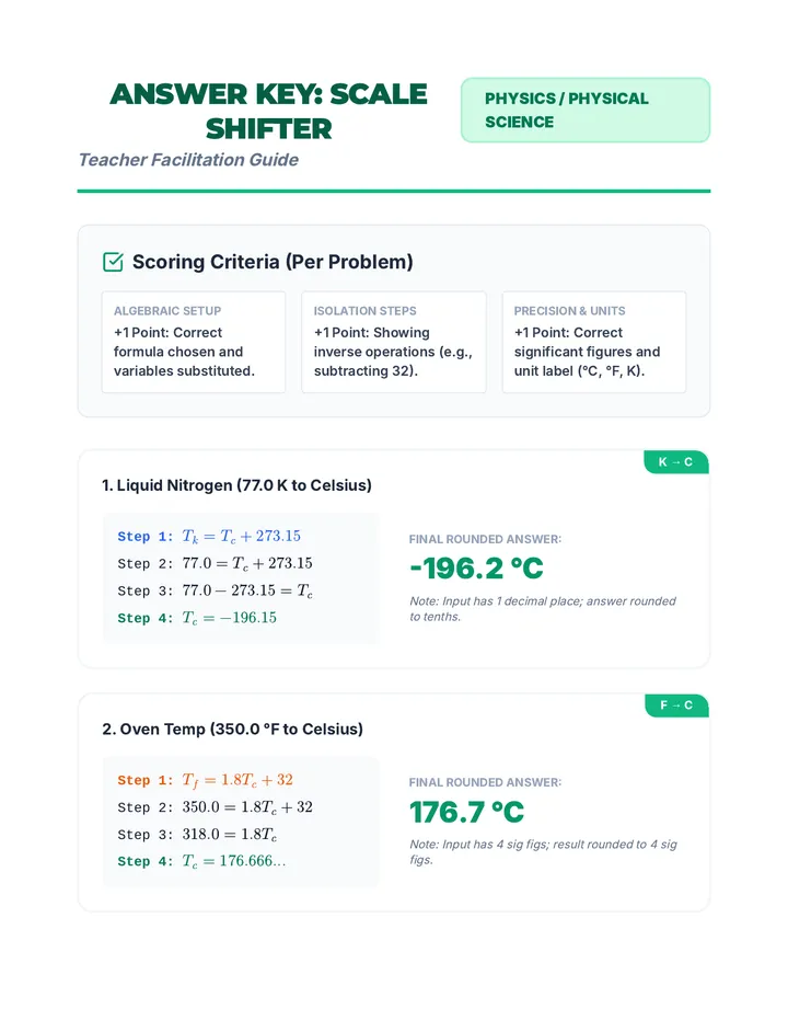 Scale Shifter Answer Key