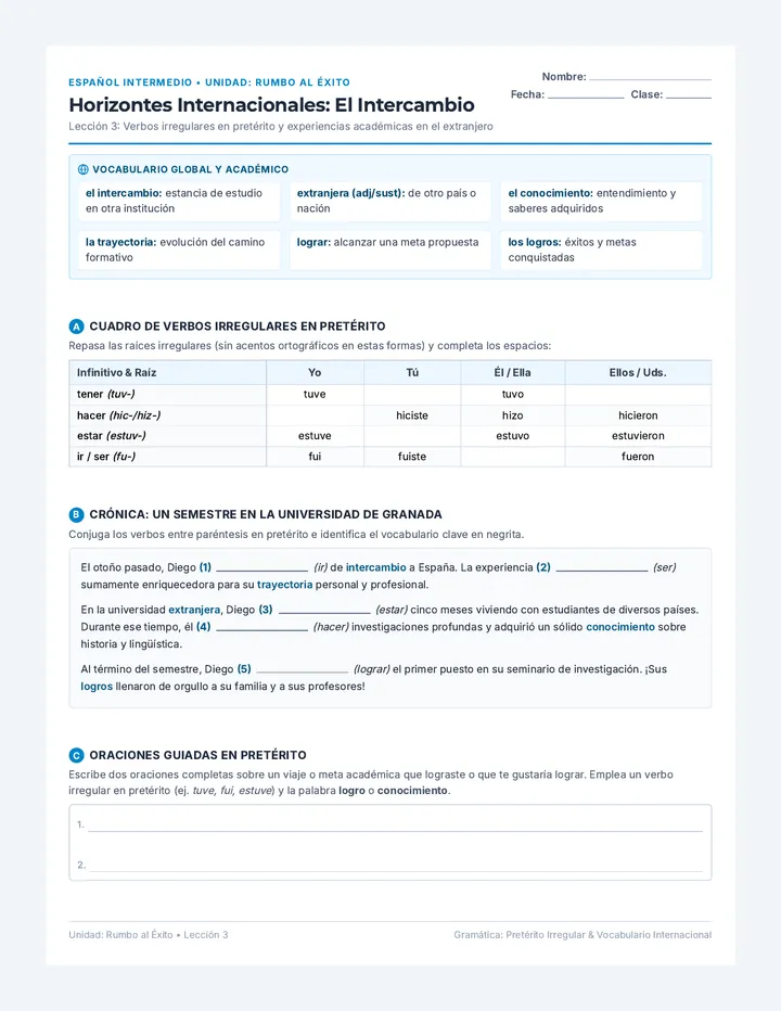 Horizontes Internacionales Worksheet