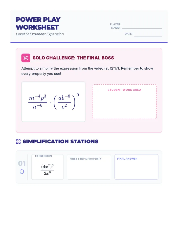 Power Play Student Worksheet