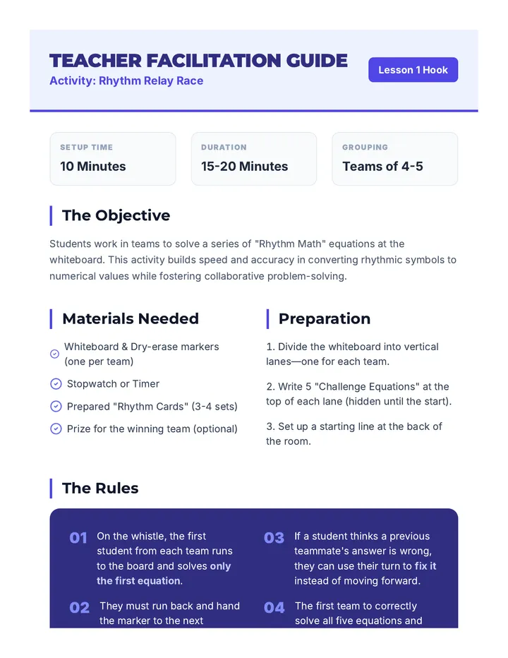 Rhythm Relay Teacher Guide