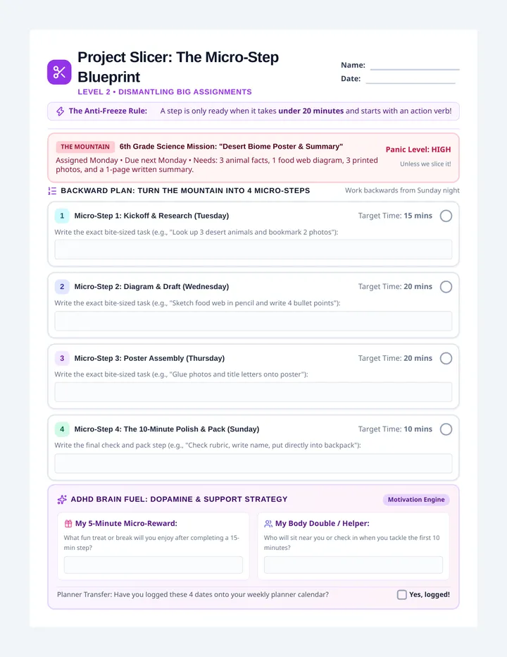 Project Slicer Worksheet