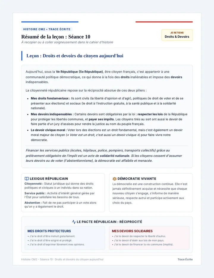 Devoirs Republique Trace Ecrite