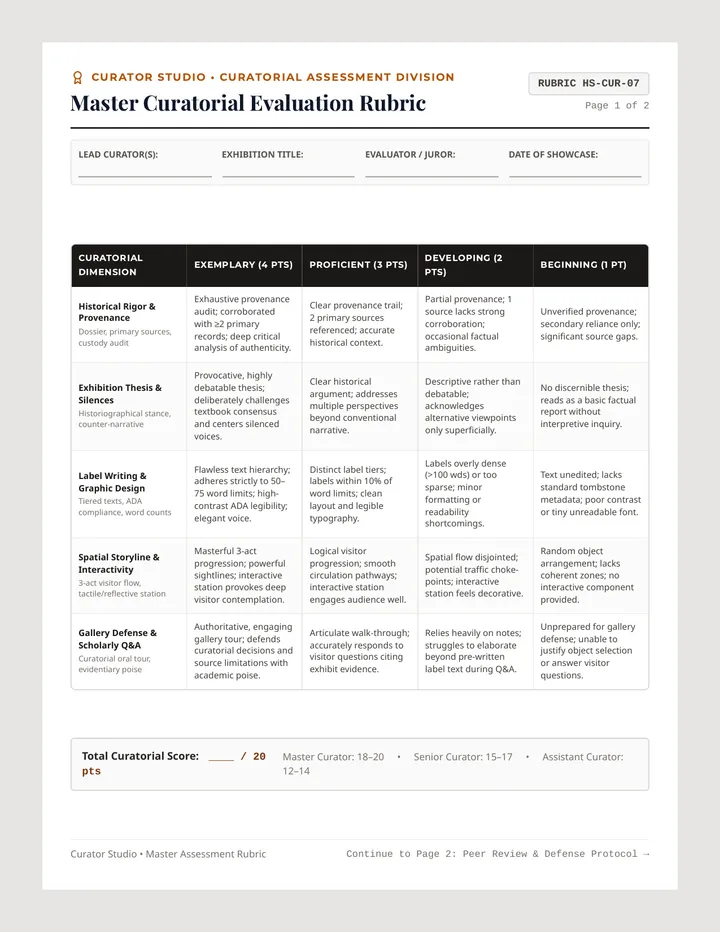 Exhibition Showcase Rubric