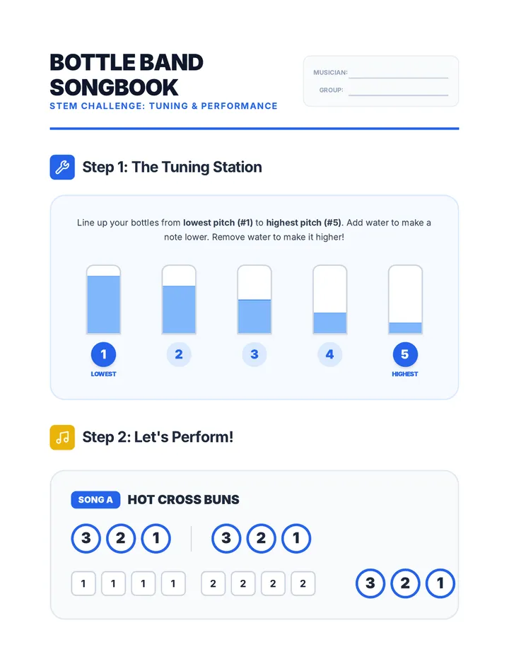Bottle Band Songbook Worksheet