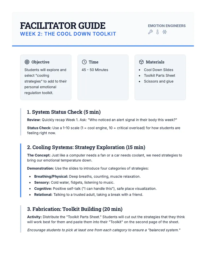 Cool Down Facilitator Guide