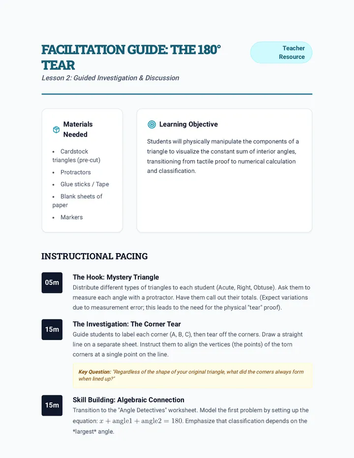 Angle Sum Facilitation Guide
