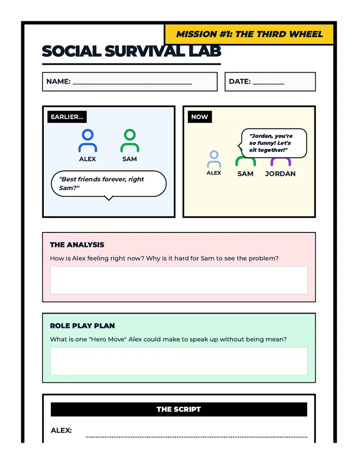 Social Survival Scenarios Worksheet