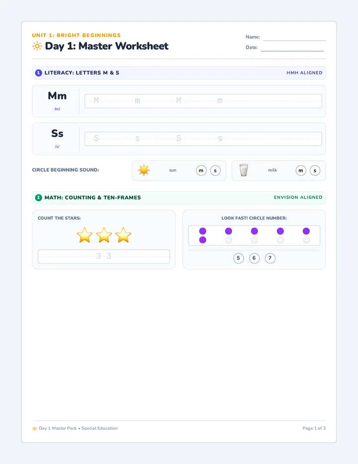 Kickoff Master Worksheets