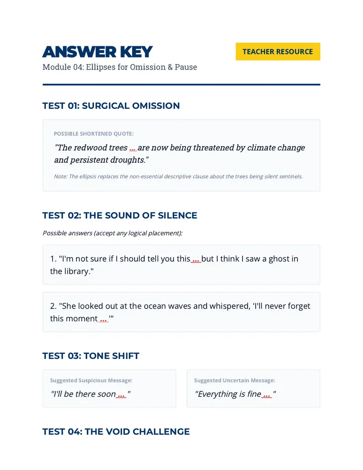 Omission and Silence Answer Key