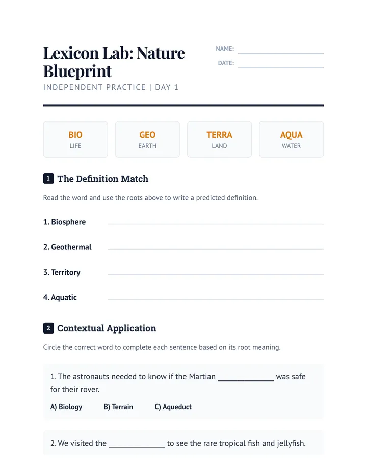 Nature Blueprint Worksheet