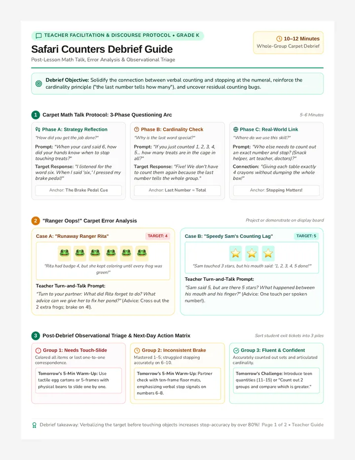 Safari Counters Debrief Guide