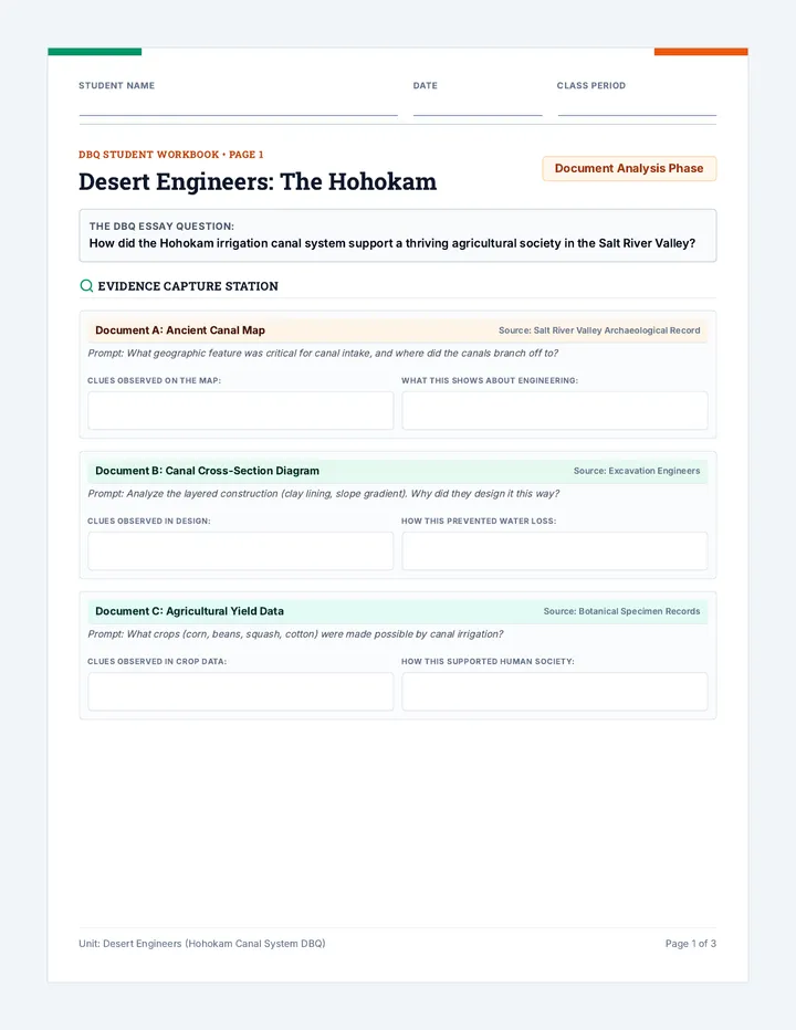 Hohokam DBQ Graphic Organizer Packet