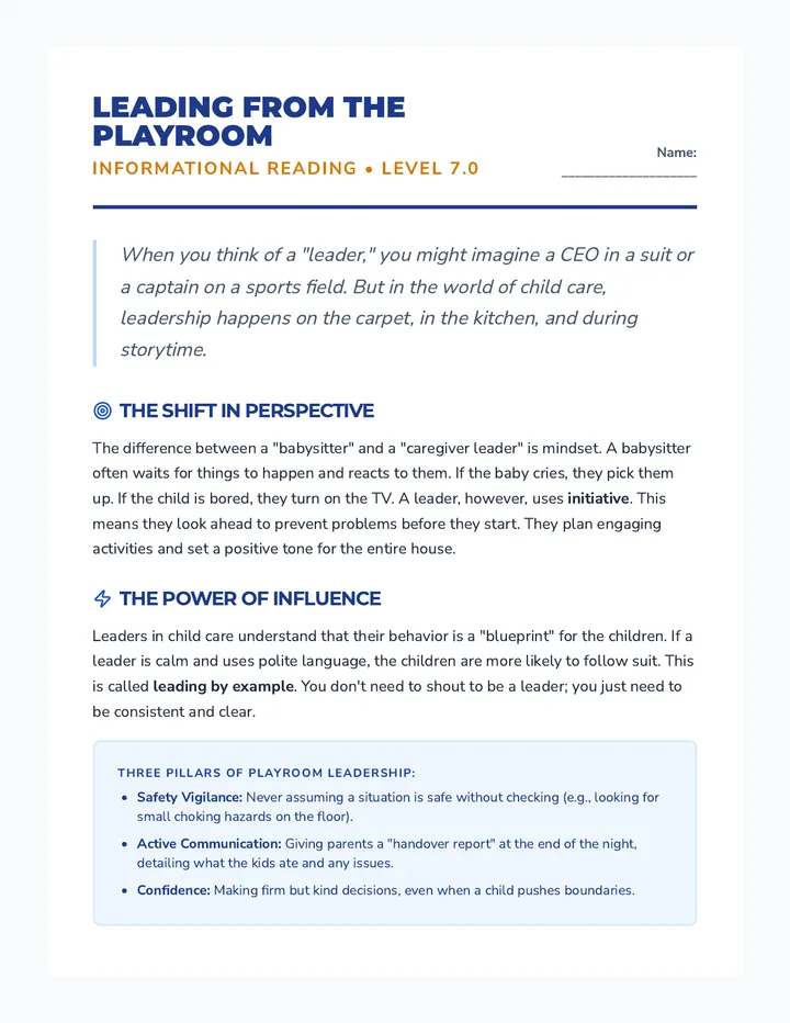 Leading Playroom Reading