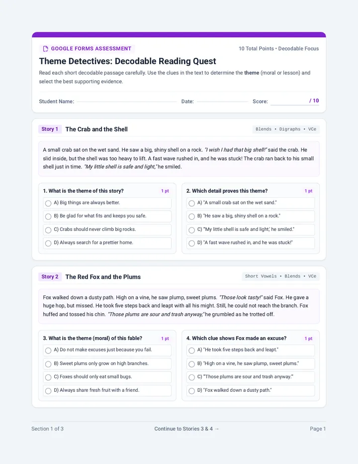 Theme Quest Form Assessment