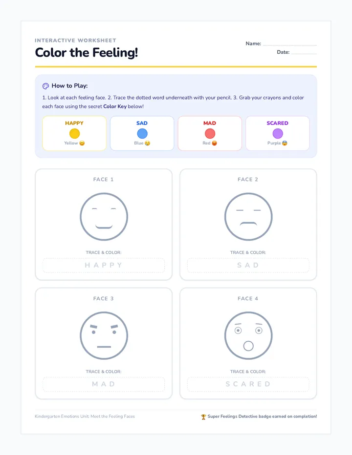 Color the Feeling Worksheet