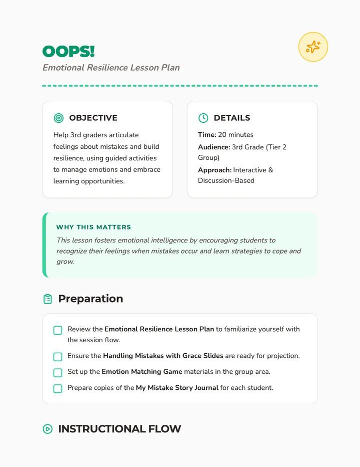 Oops Lesson Plan