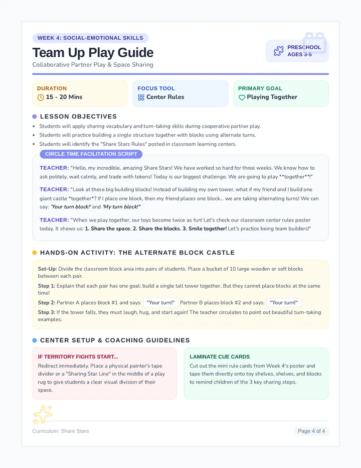 Team Up Play Teacher Guide
