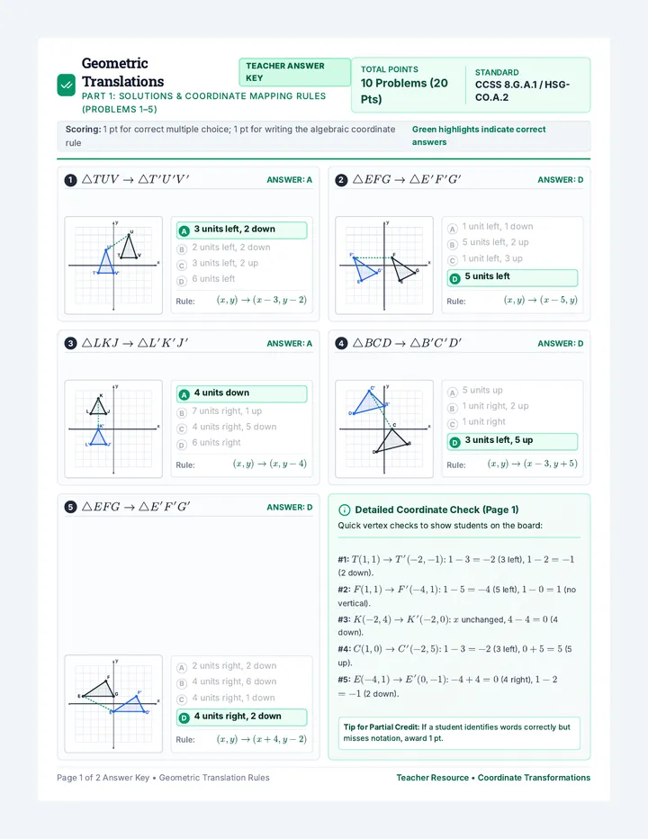 Translation Rules Answer Key