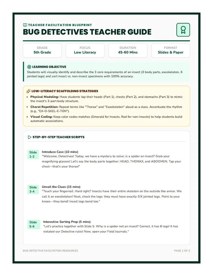 Bug Detectives Teacher Guide