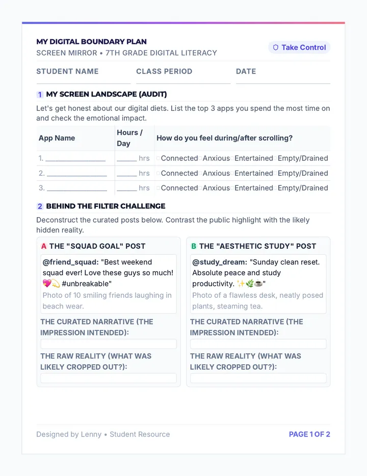 Digital Detox Plan Worksheet