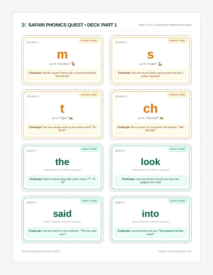 Safari Quest Play Cards