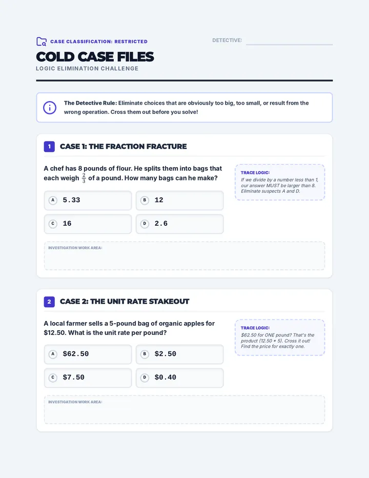 Math Detective Worksheet