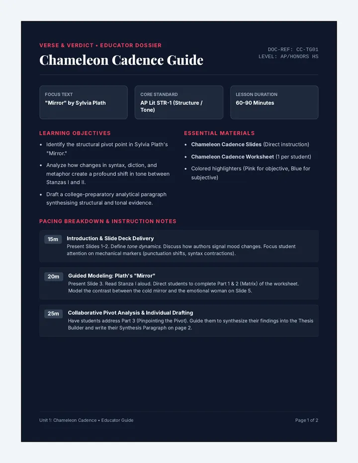 Chameleon Cadence Teacher Guide