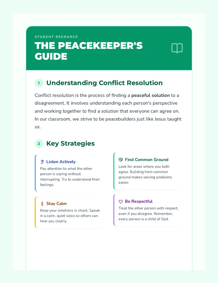 Conflict Resolution Reading Handout
