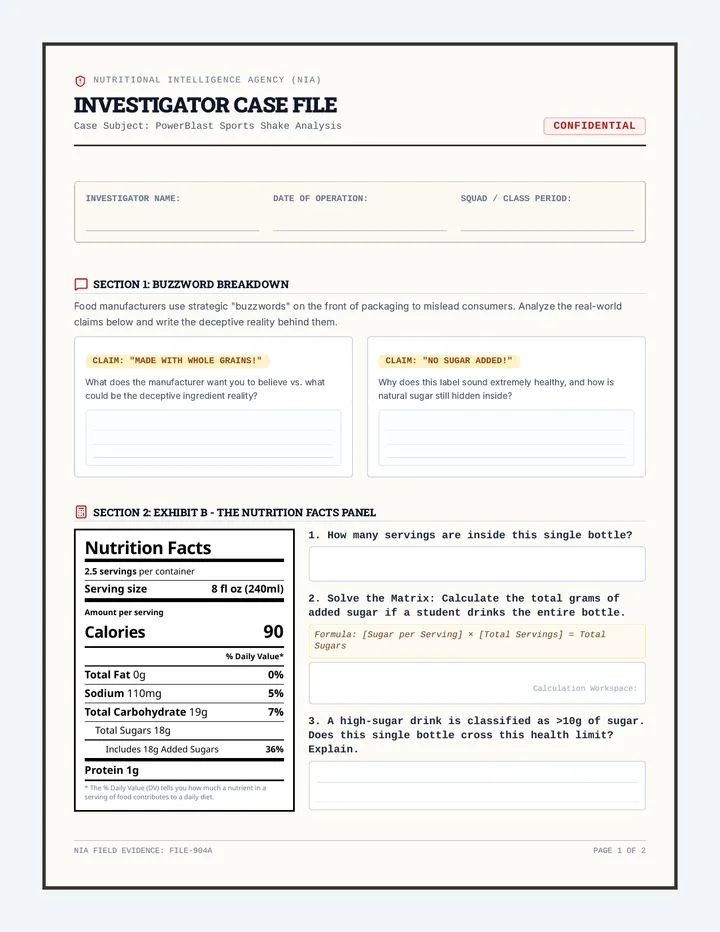 Dietary Deceptions Worksheet