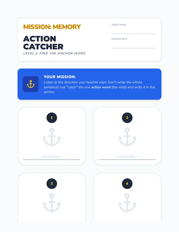Keyword Catchers Worksheet