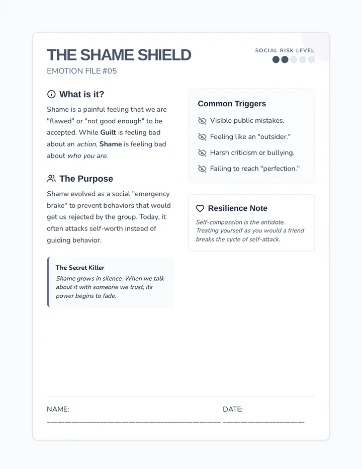 Shame Shield Worksheet