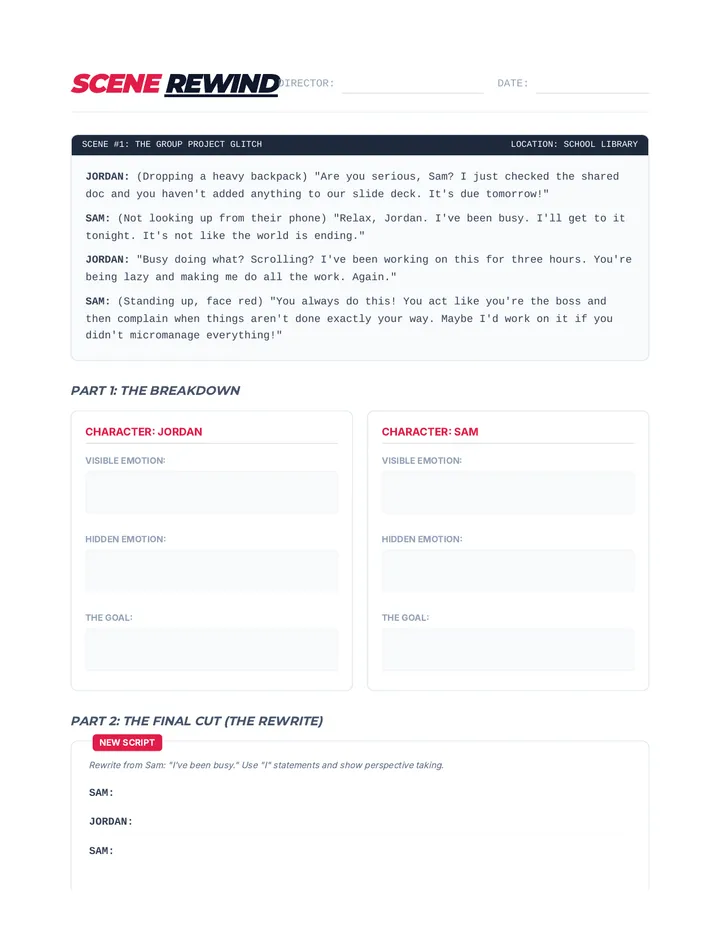 Scene Rewind Worksheet 1