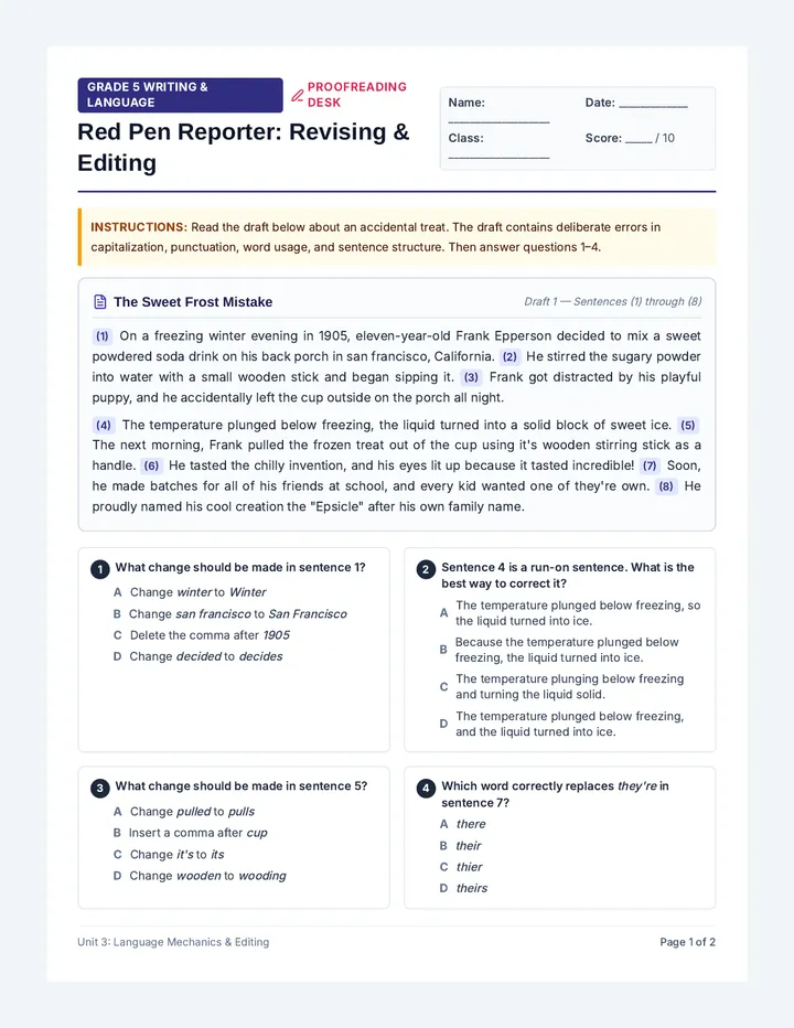 Red Pen Reporter Worksheet