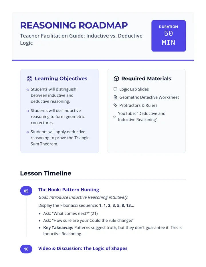 Reasoning Roadmap Teacher Guide
