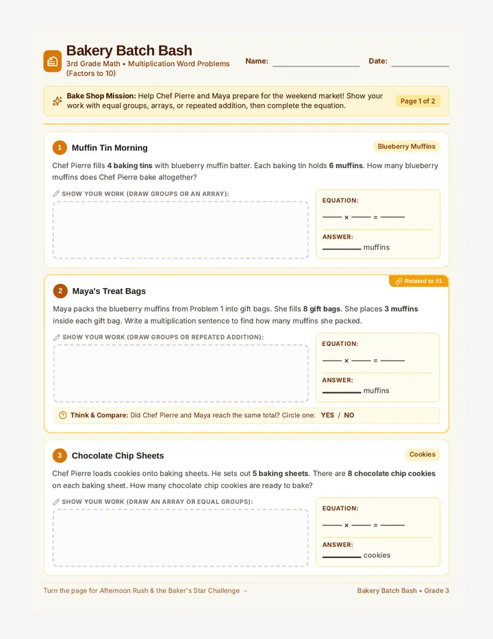 Bakery Batch Worksheet