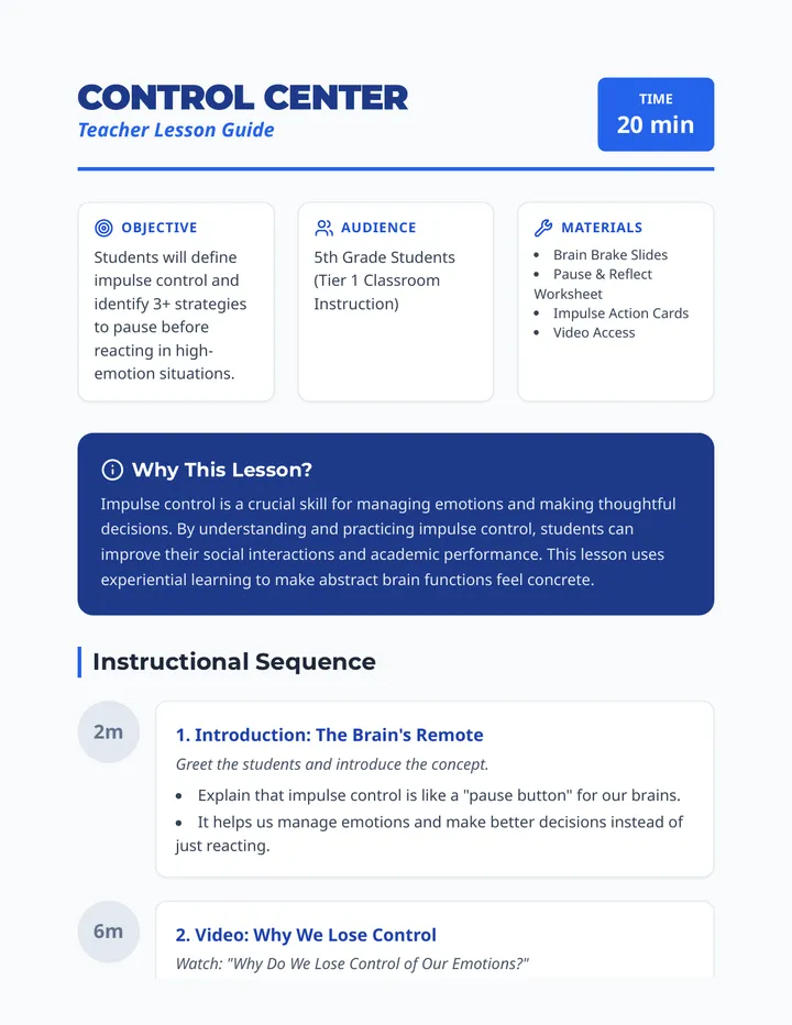 Control Center Teacher Guide
