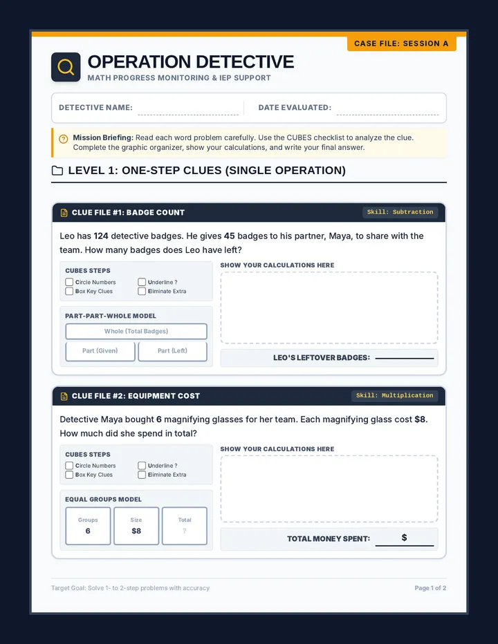 Detective Sheet A Worksheet