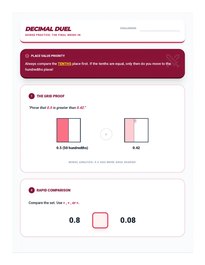 Decimal Duel Guided Practice