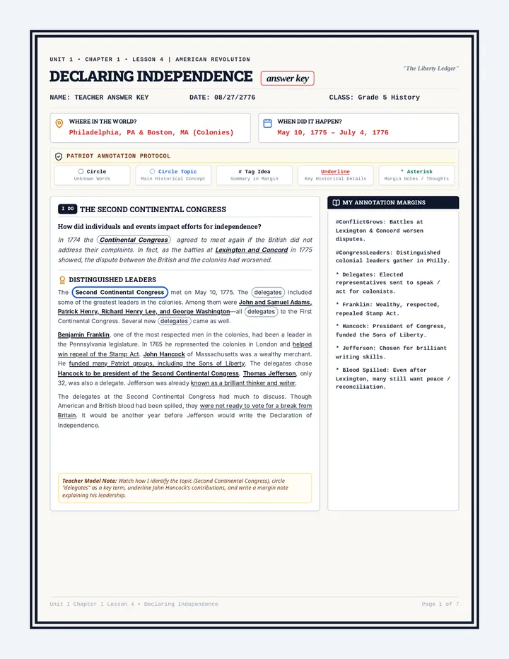 Liberty Ledger Answer Key