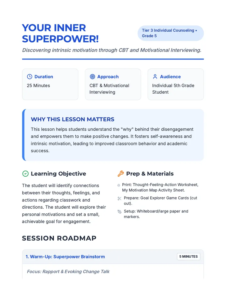 Inner Superpower Lesson Plan