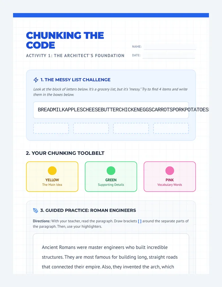 Chunking the Code Worksheet
