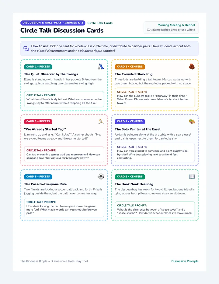 Circle Talk Discussion Cards