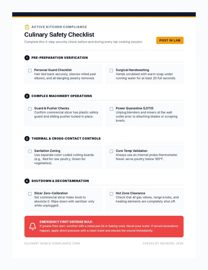 Culinary Shield Safety Checklist