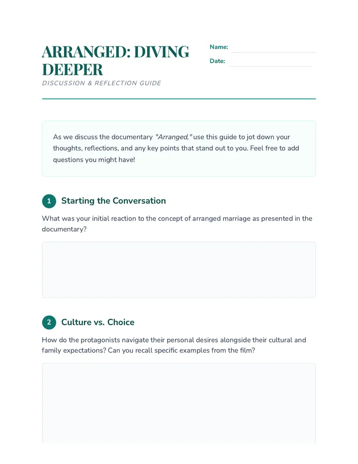Arranged Diving Deeper Worksheet