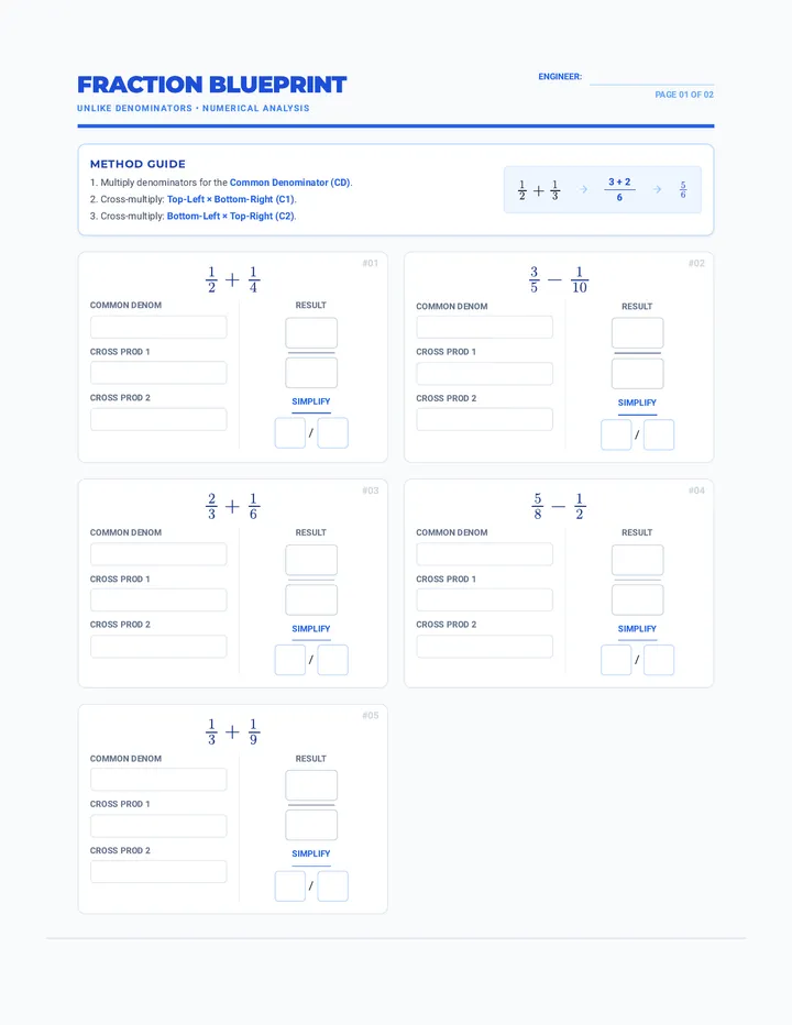 Fraction Blueprint Worksheet