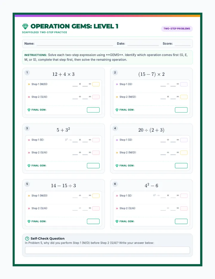 Gems Level 1 Worksheet