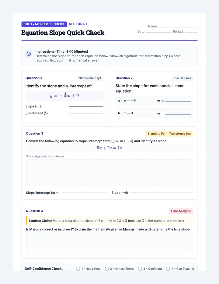 Equation Slope Exit Ticket