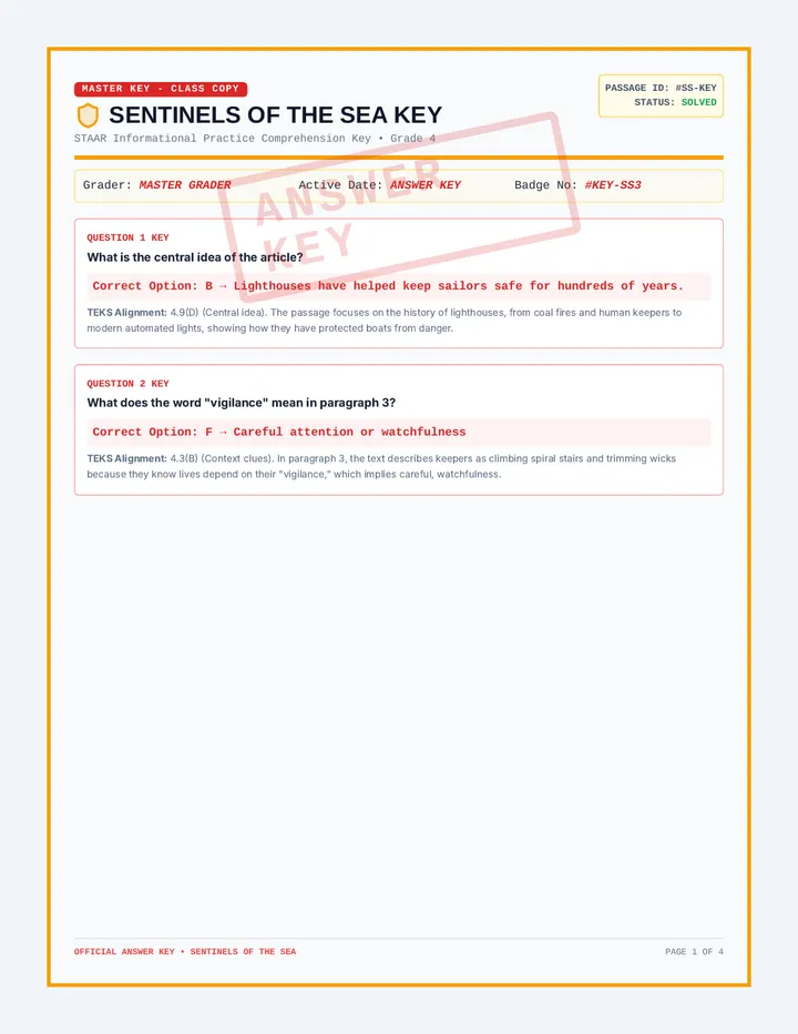 STAAR Nonfiction Answer Key