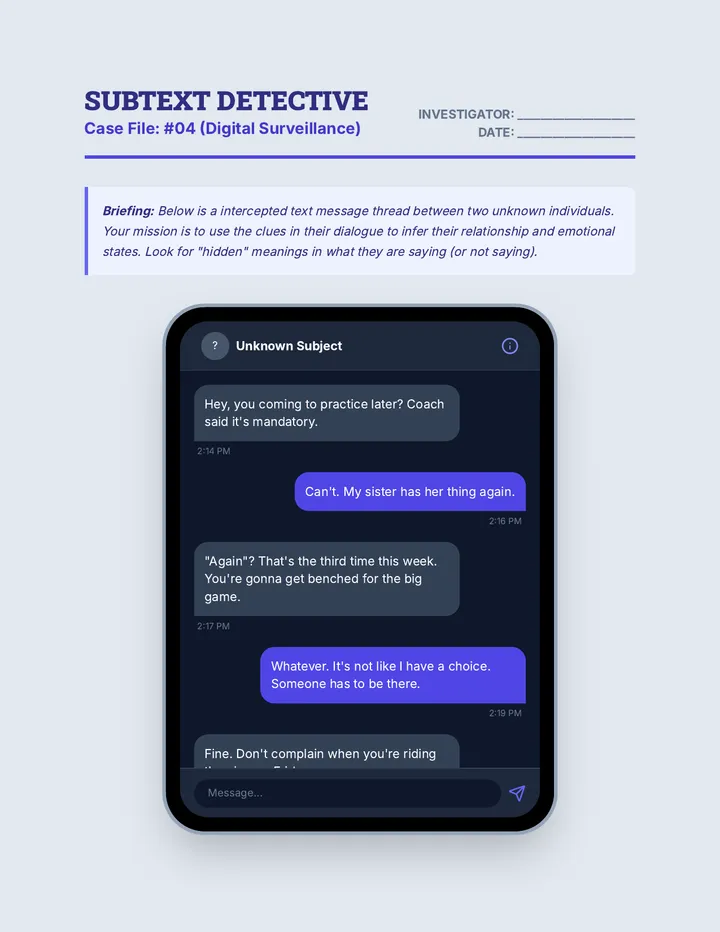 Subtext Detective Worksheet